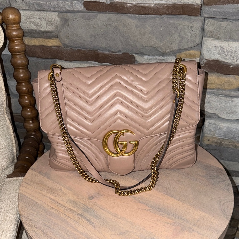 Gucci Large Marmont Bag - Blush Pink with Gold Hardware